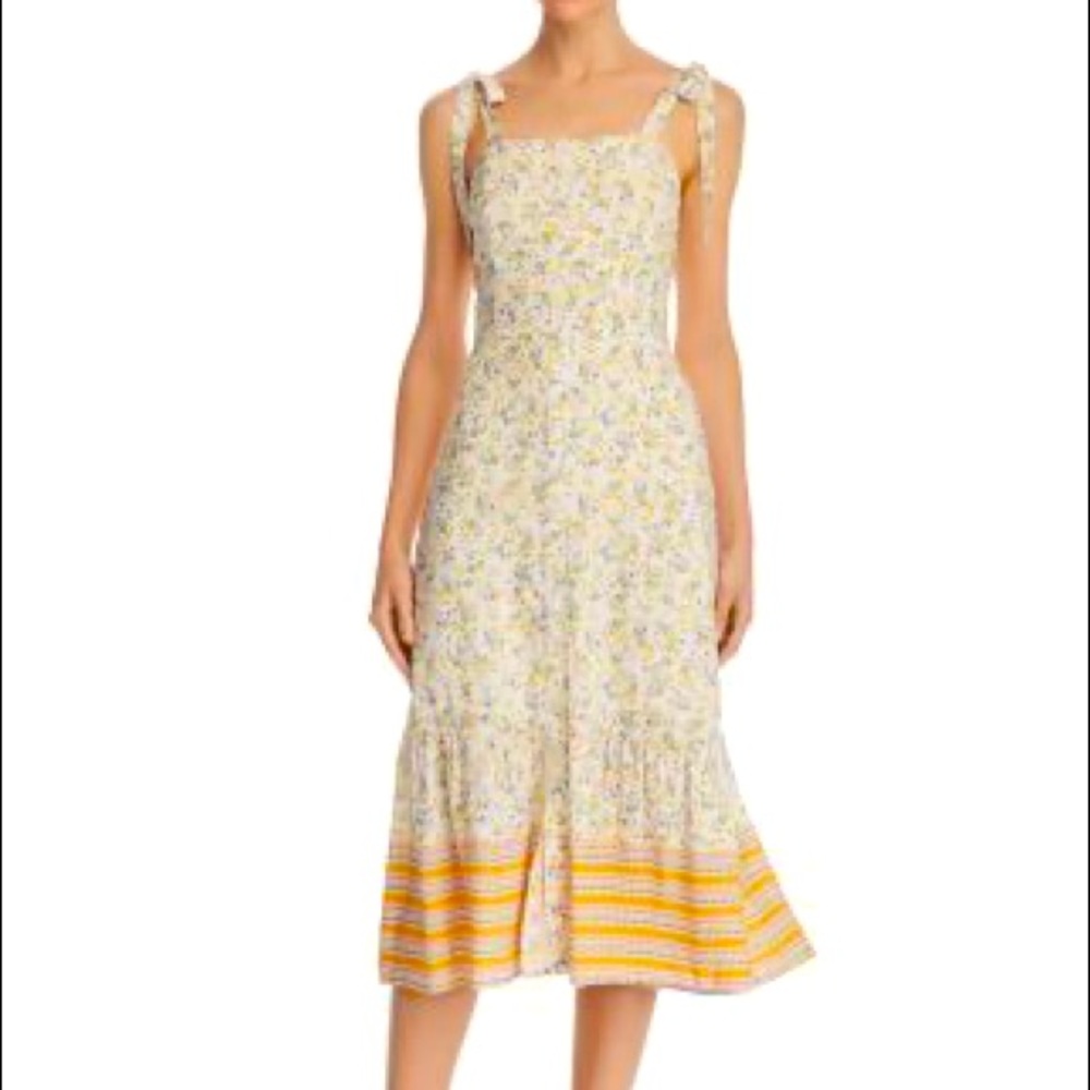 NWT Lost & Wander Tie Strap Marilyn Yellow Floral Midi Dress M